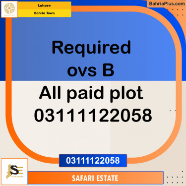 Residential Plot for Sale in Overseas B -  Bahria Town, Lahore - (BP-124516)