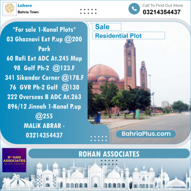 Residential Plot for Sale in Bahria Town, Lahore - (BP-124604)
