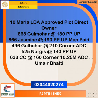 Residential Plot for Sale in Bahria Town, Lahore - (BP-124622)