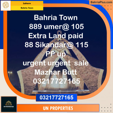 Residential Plot for Sale in Bahria Town, Lahore - (BP-124631)