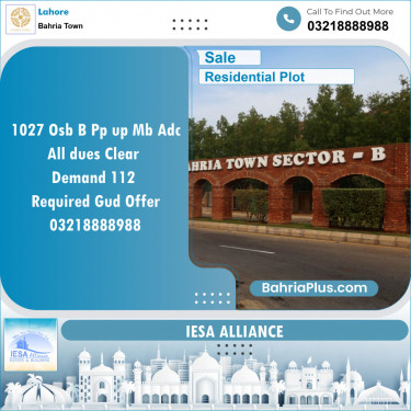 Residential Plot for Sale in Bahria Town, Lahore - (BP-124695)