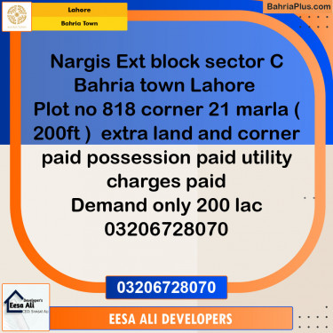 Residential Plot for Sale in Bahria Town, Lahore - (BP-124699)