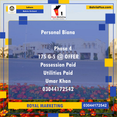 Residential Plot for Sale in Bahria Orchard, Lahore - (BP-124766)