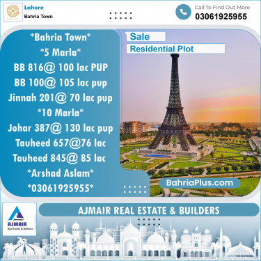 Residential Plot for Sale in Bahria Town, Lahore - (BP-124780)