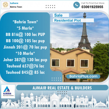 Residential Plot for Sale in Bahria Town, Lahore - (BP-124840)