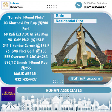 Residential Plot for Sale in Bahria Town, Lahore - (BP-124877)