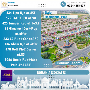 Residential Plot for Sale in Bahria Town, Lahore - (BP-124878)