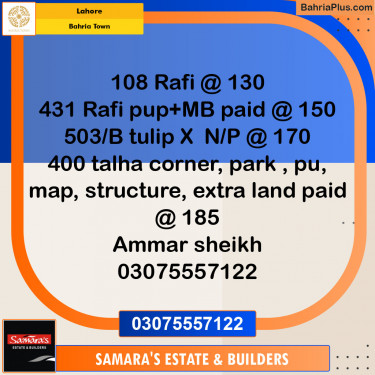 Residential Plot for Sale in Bahria Town, Lahore - (BP-124910)