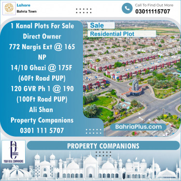 Residential Plot for Sale in Bahria Town, Lahore - (BP-124912)