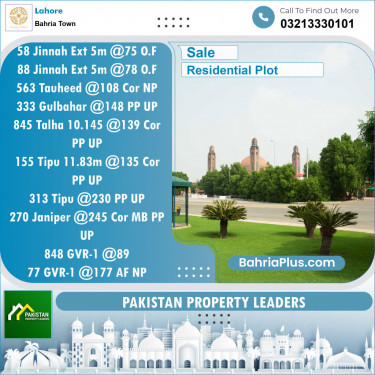Residential Plot for Sale in Bahria Town, Lahore - (BP-124915)