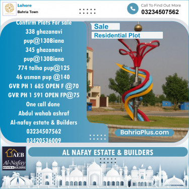 Residential Plot for Sale in Bahria Town, Lahore - (BP-124925)