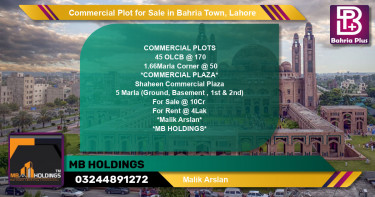 Commercial Plot for Sale in Bahria Town, Lahore - (BP-124927)