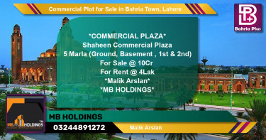 Commercial Plot for Sale in Bahria Town, Lahore - (BP-124930)