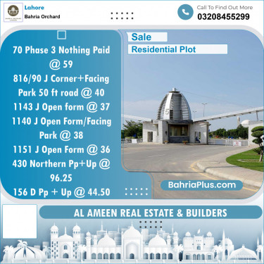 Residential Plot for Sale in Bahria Orchard, Lahore - (BP-124934)