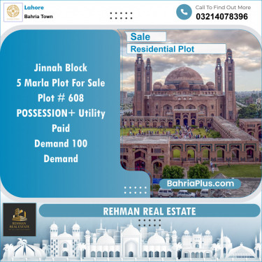 Residential Plot for Sale in Bahria Town, Lahore - (BP-124950)