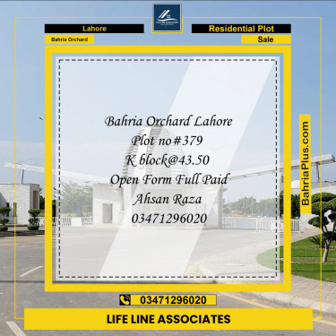 Residential Plot for Sale in Bahria Orchard, Lahore - (BP-125002)