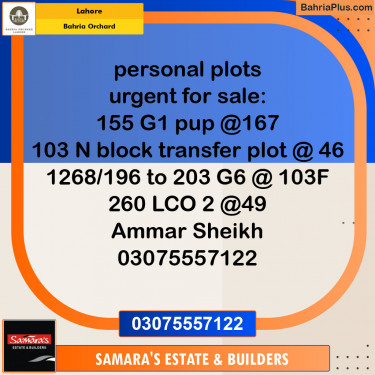 Residential Plot for Sale in Bahria Orchard, Lahore - (BP-125038)