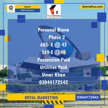 Residential Plot for Sale in Bahria Orchard, Lahore - (BP-125146)