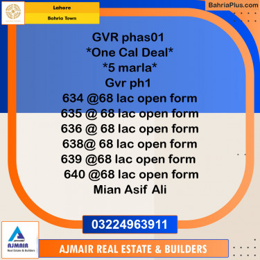 Residential Plot for Sale in Bahria Town, Lahore - (BP-125160)