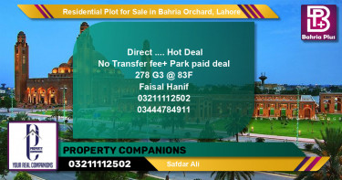 Residential Plot for Sale in Phase 4 - G3 Block -  Bahria Orchard, Lahore - (BP-125201)