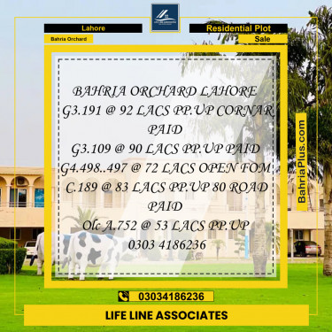 Residential Plot for Sale in Bahria Orchard, Lahore - (BP-125207)
