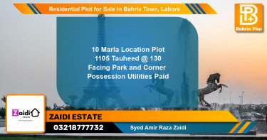 Residential Plot for Sale in Sector F - Tauheed Block -  Bahria Town, Lahore - (BP-125215)