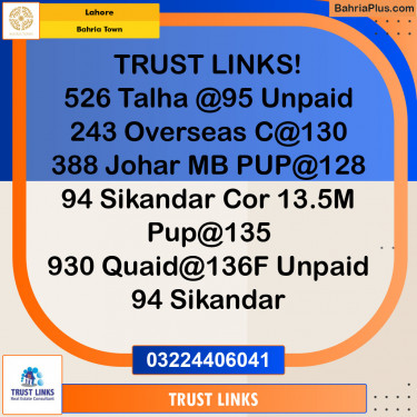 Residential Plot for Sale in Bahria Town, Lahore - (BP-125255)