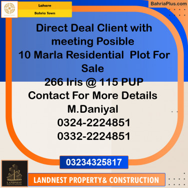 Residential Plot for Sale in Bahria Town, Lahore - (BP-125260)