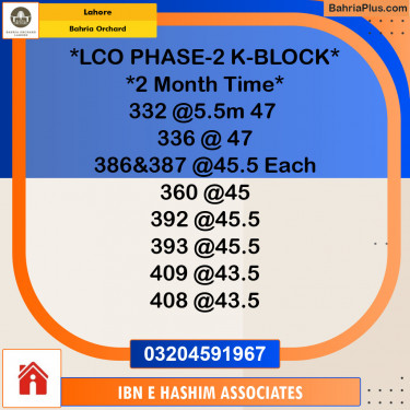 Residential Plot for Sale in Bahria Orchard, Lahore - (BP-125279)