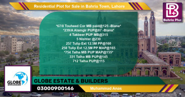 Residential Plot for Sale in Bahria Town, Lahore - (BP-125282)