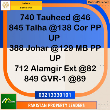 Residential Plot for Sale in Bahria Town, Lahore - (BP-125299)