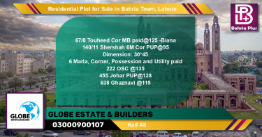 Residential Plot for Sale in Bahria Town, Lahore - (BP-125312)