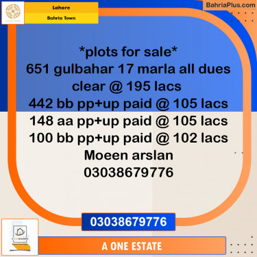 Residential Plot for Sale in Bahria Town, Lahore - (BP-125367)