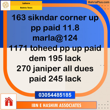 Residential Plot for Sale in Bahria Town, Lahore - (BP-125398)