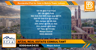 Residential Plot for Sale in Bahria Town, Lahore - (BP-125402)