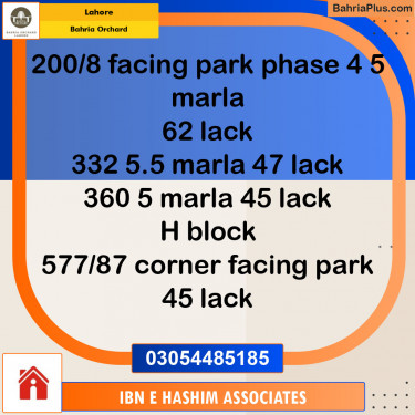 Residential Plot for Sale in Bahria Orchard, Lahore - (BP-125404)