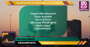 Residential Plot for Sale in Bahria Town, Lahore - (BP-125504)