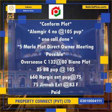 Residential Plot for Sale in Bahria Town, Lahore - (BP-125539)