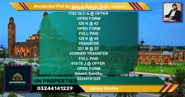 Residential Plot for Sale in Bahria Town, Lahore - (BP-125600)