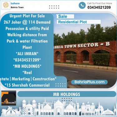 Residential Plot for Sale in Sector E - Johar Block -  Bahria Town, Lahore - (BP-125785)