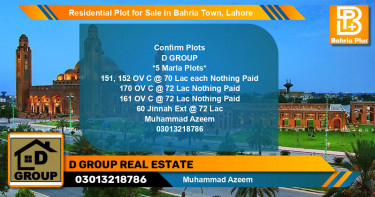 Residential Plot for Sale in Overseas C -  Bahria Town, Lahore - (BP-125819)