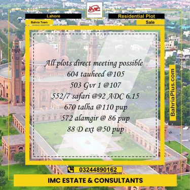 Residential Plot for Sale in Bahria Town, Lahore - (BP-125829)