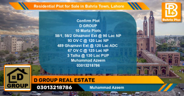 Residential Plot for Sale in Sector F - Ghaznavi Ext. Block -  Bahria Town, Lahore - (BP-125831)