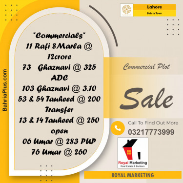 Commercial Plot for Sale in Bahria Town, Lahore - (BP-125896)