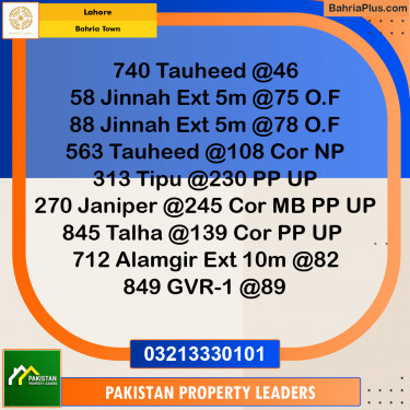 Residential Plot for Sale in Bahria Town, Lahore - (BP-126022)