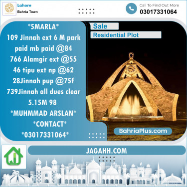 Residential Plot for Sale in Bahria Town, Lahore - (BP-126033)
