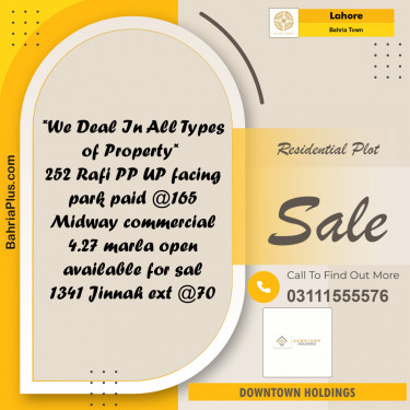 Residential Plot for Sale in Bahria Town, Lahore - (BP-126049)