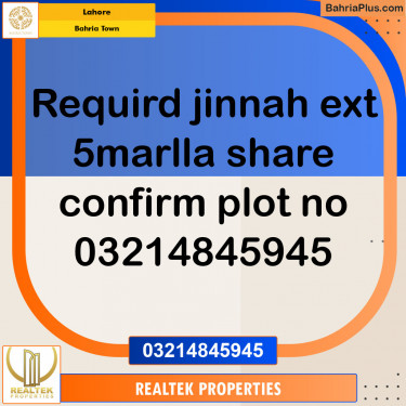 Residential Plot for Sale in Bahria Town, Lahore - (BP-126071)