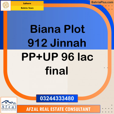 Residential Plot for Sale in Bahria Town, Lahore - (BP-126101)