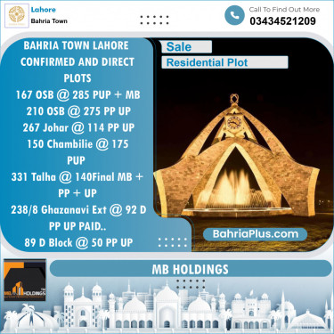 Residential Plot for Sale in Bahria Town, Lahore - (BP-126303)